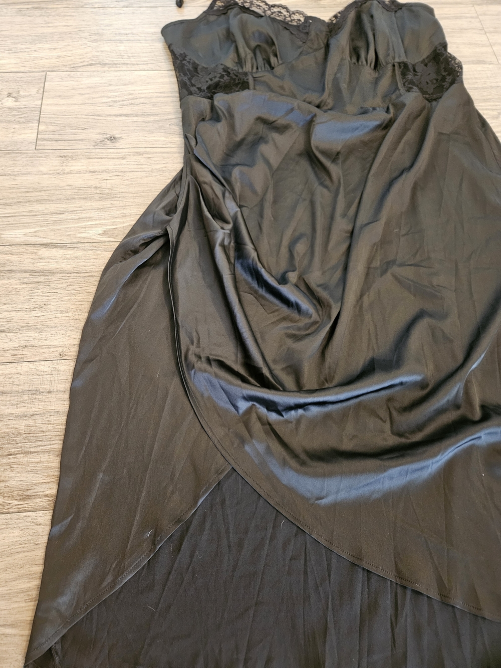 Cider Black Satin Lace-Trim Midi Dress - Picture 8 of 11